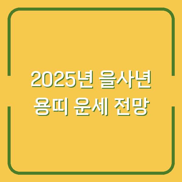 2025년 을사년 용띠 운세 전망