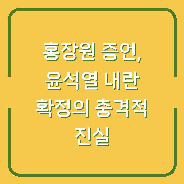 홍장원 증언, 윤석열 내란 확정의 충격적 진실