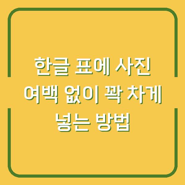 한글 표에 사진 여백 없이 꽉 차게 넣는 방법