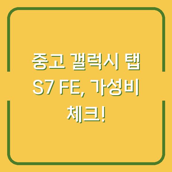 중고 갤럭시 탭 S7 FE, 가성비 체크!