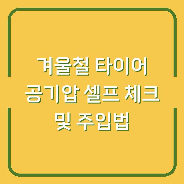겨울철 타이어 공기압 셀프 체크 및 주입법