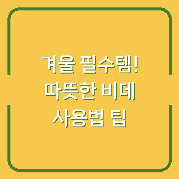 겨울 필수템! 따뜻한 비데 사용법 팁