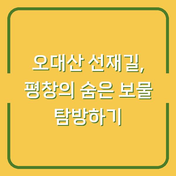 오대산 선재길, 평창의 숨은 보물 탐방하기