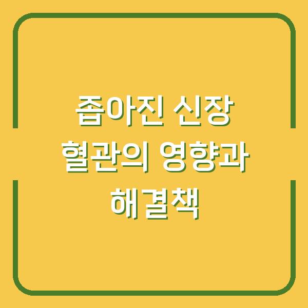 좁아진 신장 혈관의 영향과 해결책