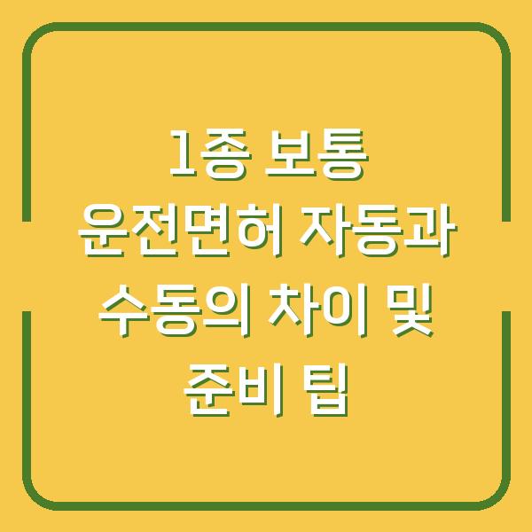 1종 보통 운전면허 자동과 수동의 차이 및 준비 팁