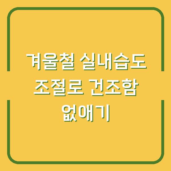 겨울철 실내습도 조절로 건조함 없애기