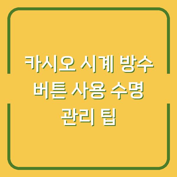 카시오 시계 방수 버튼 사용 수명 관리 팁