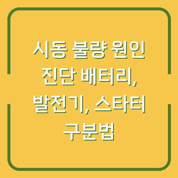 시동 불량 원인 진단 배터리, 발전기, 스타터 구분법