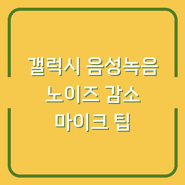 갤럭시 음성녹음 노이즈 감소 마이크 팁