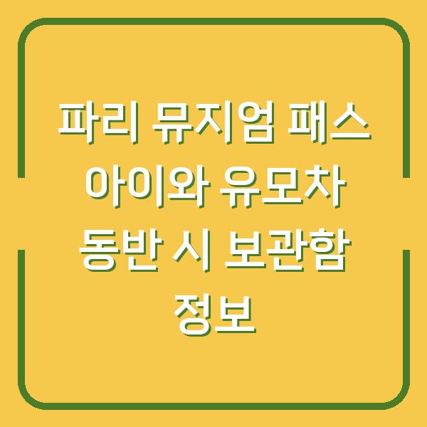 파리 뮤지엄 패스 아이와 유모차 동반 시 보관함 정보