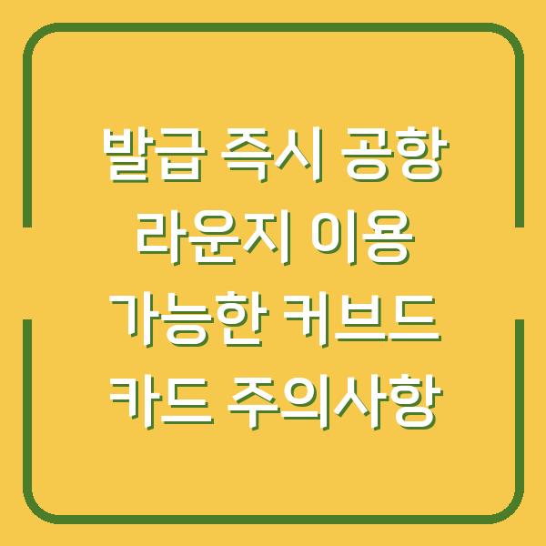 발급 즉시 공항 라운지 이용 가능한 커브드 카드 주의사항