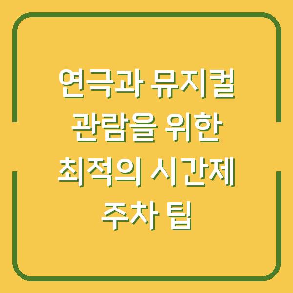 연극과 뮤지컬 관람을 위한 최적의 시간제 주차 팁