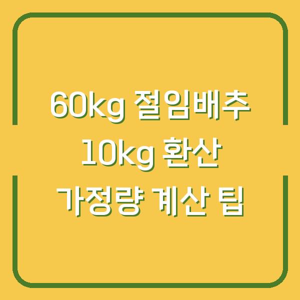 60kg 절임배추 10kg 환산 가정량 계산 팁