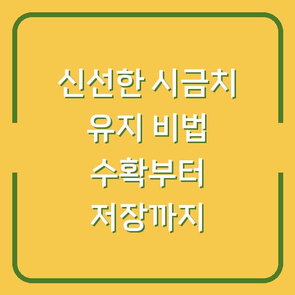 신선한 시금치 유지 비법 수확부터 저장까지