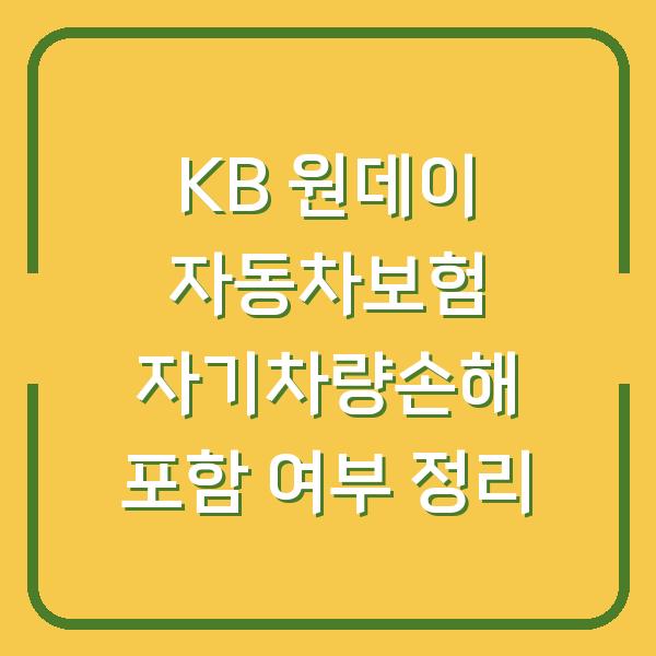 KB 원데이 자동차보험 자기차량손해 포함 여부 정리
