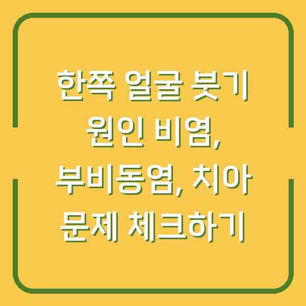 한쪽 얼굴 붓기 원인 비염, 부비동염, 치아 문제 체크하기