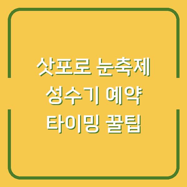삿포로 눈축제 성수기 예약 타이밍 꿀팁