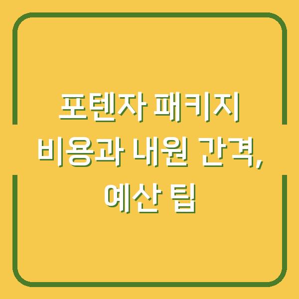 포텐자 패키지 비용과 내원 간격, 예산 팁