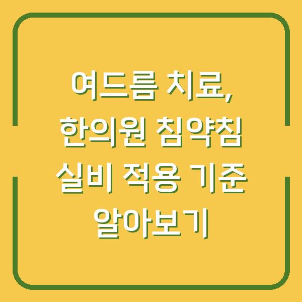 여드름 치료, 한의원 침약침 실비 적용 기준 알아보기
