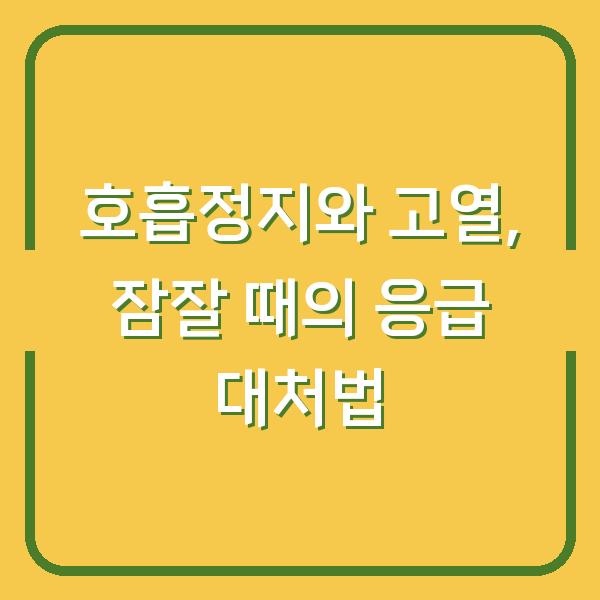 호흡정지와 고열, 잠잘 때의 응급 대처법