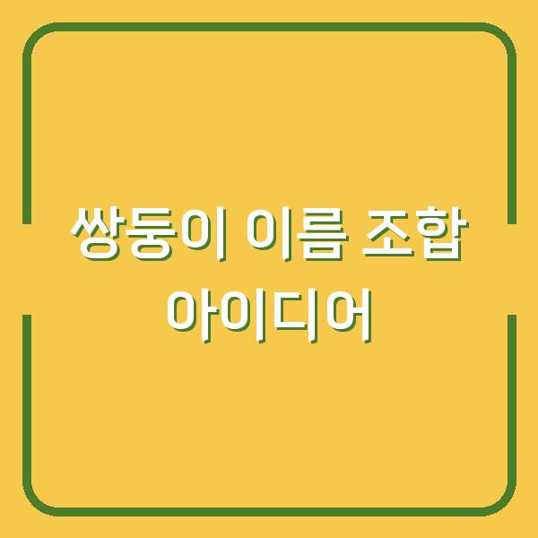 쌍둥이 이름 조합 아이디어