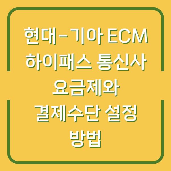 현대-기아 ECM 하이패스 통신사 요금제와 결제수단 설정 방법