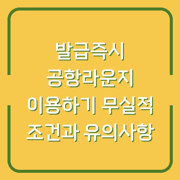 발급즉시 공항라운지 이용하기 무실적 조건과 유의사항