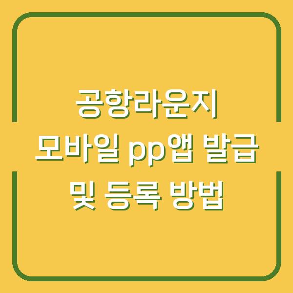 공항라운지 모바일 pp앱 발급 및 등록 방법