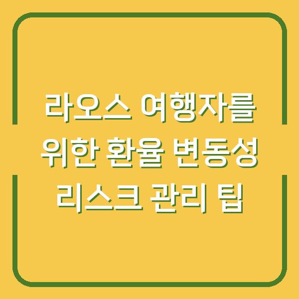라오스 여행자를 위한 환율 변동성 리스크 관리 팁