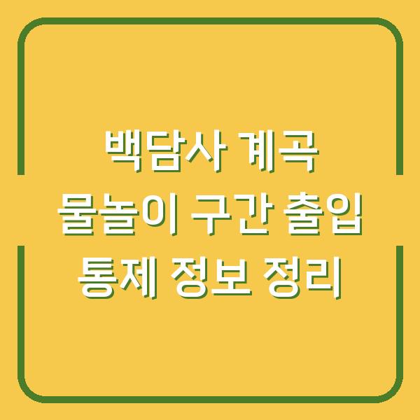 백담사 계곡 물놀이 구간 출입 통제 정보 정리