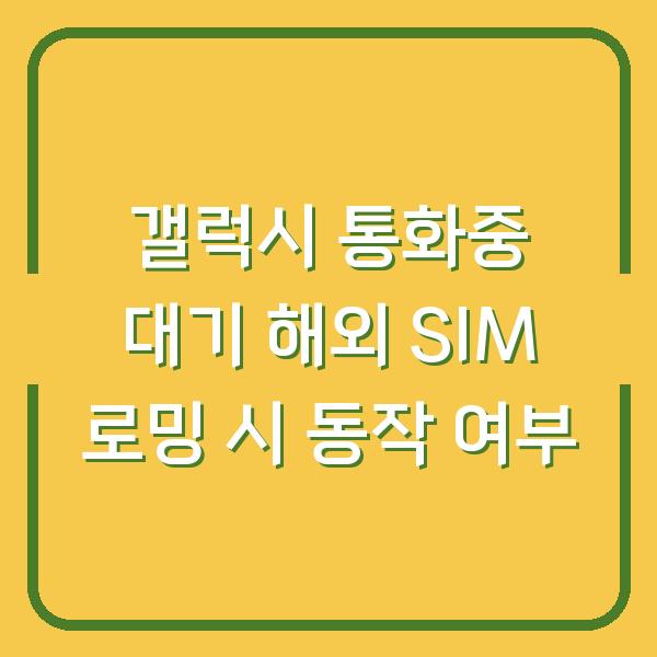 갤럭시 통화중 대기 해외 SIM 로밍 시 동작 여부