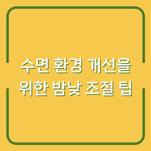 수면 환경 개선을 위한 밤낮 조절 팁