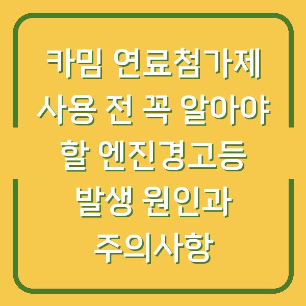 카밈 연료첨가제 사용 전 꼭 알아야 할 엔진경고등 발생 원인과 주의사항
