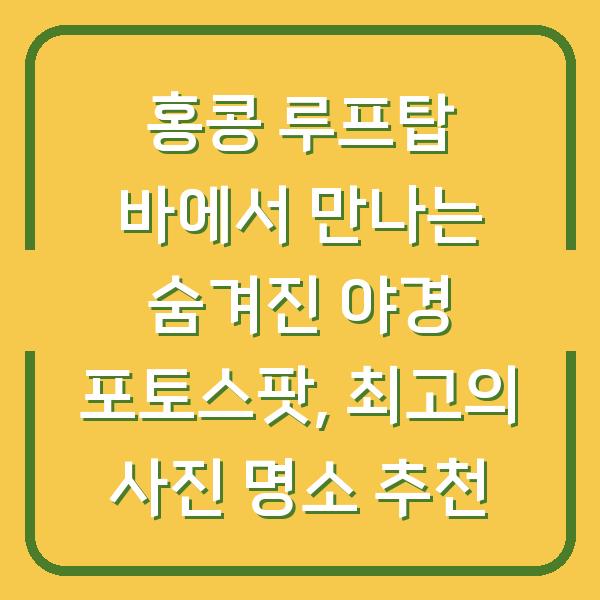 홍콩 루프탑 바에서 만나는 숨겨진 야경 포토스팟, 최고의 사진 명소 추천