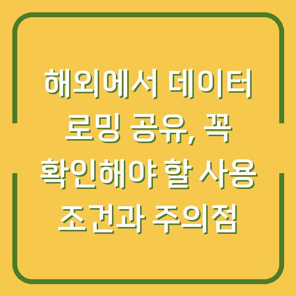 해외에서 데이터 로밍 공유, 꼭 확인해야 할 사용 조건과 주의점