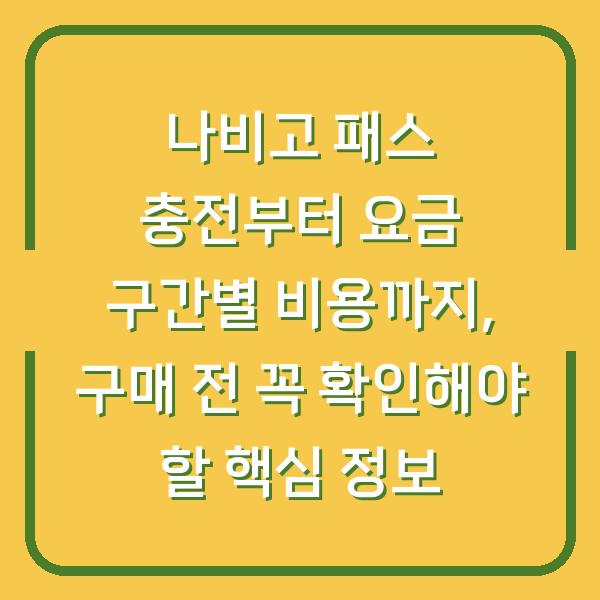나비고 패스 충전부터 요금 구간별 비용까지, 구매 전 꼭 확인해야 할 핵심 정보