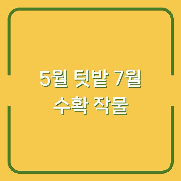 2026년 5월 텃밭에 심으면 7월부터 수확하는 작물 5가지