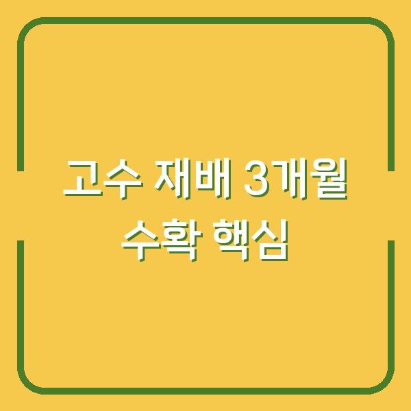 고수 재배, 3개월 만에 수확하는 핵심 포인트 5가지