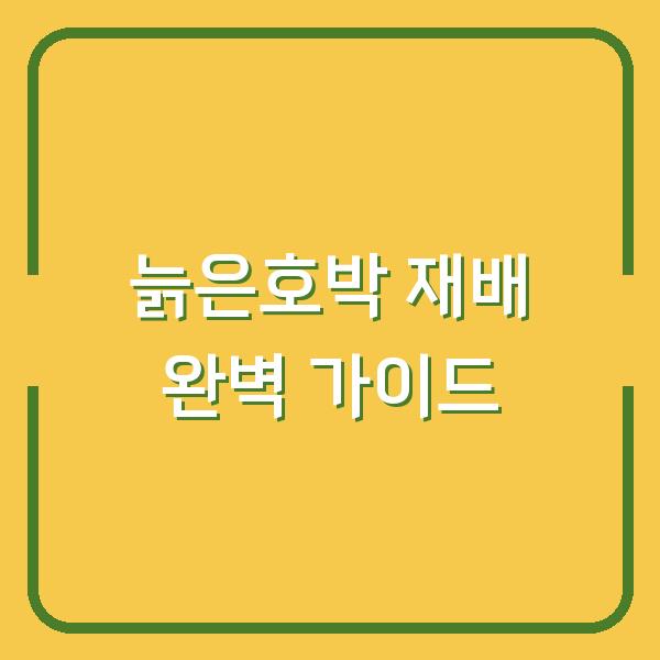 늙은호박 심는 시기부터 보관까지, 농사 초보도 실패 없는 재배 방법