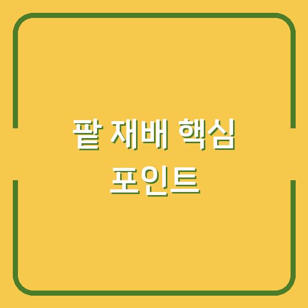 팥 심는 시기와 재배법, 수확까지 실패 없이 따라 하는 핵심 포인트