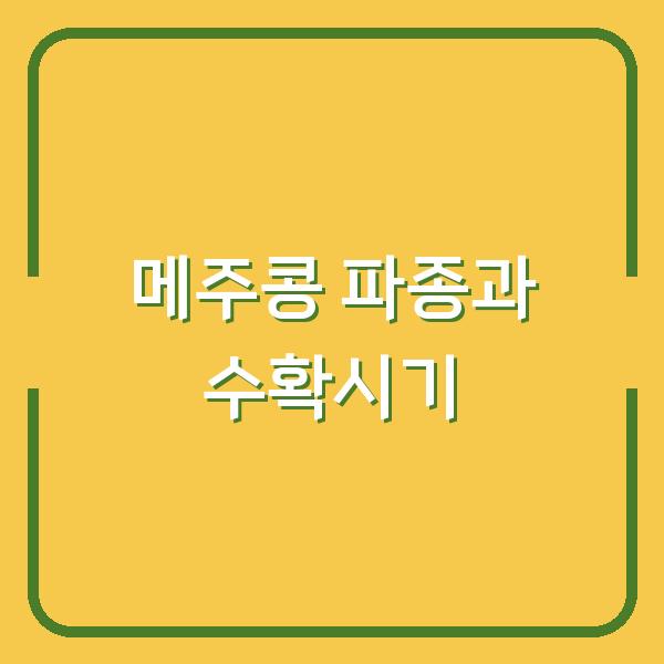메주콩 심는 시기와 수확시기, 제대로 파종하면 수확량이 달라집니다