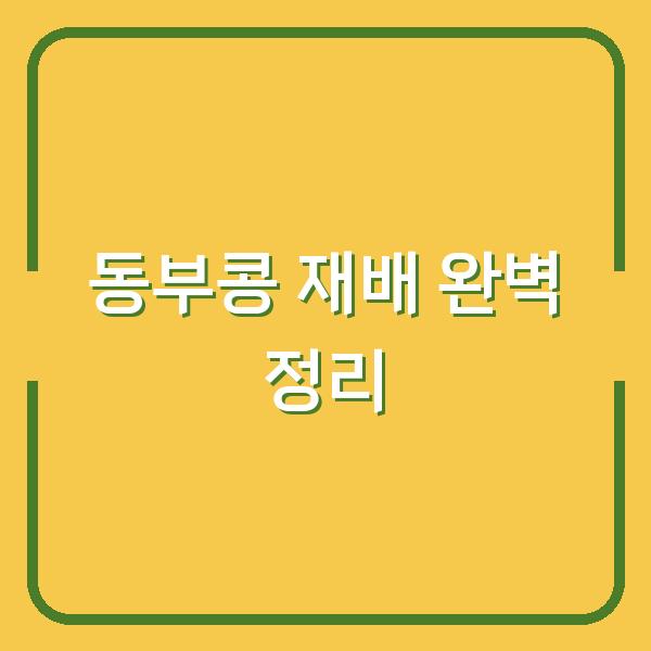 동부콩 심는 시기와 재배 방법, 수확시기까지 한 번에 정리