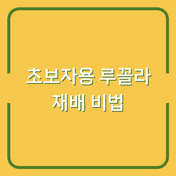초보자도 실패 없는 루꼴라 심는 시기와 수확량 2배 올리는 재배 비법
