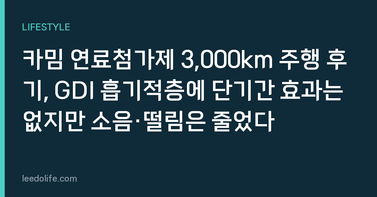 카밈 연료첨가제 3,000km 주행 후기, GDI 흡기적층에 단기간 효과는 없지만 소음·떨림은 줄었다