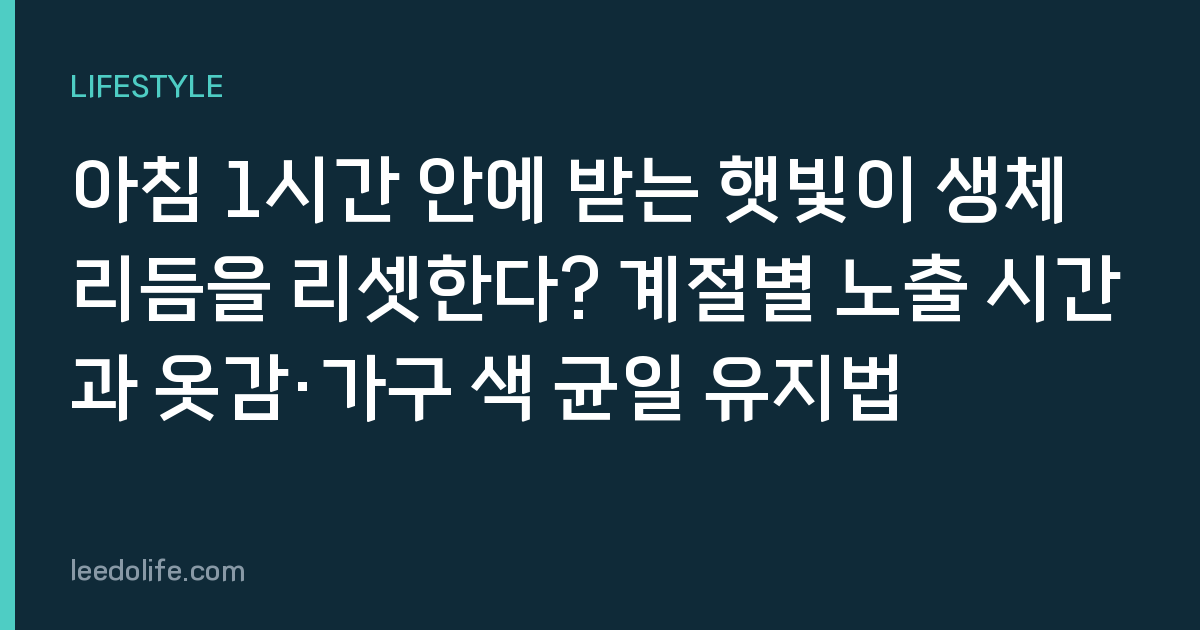 아침 1시간 안에 받는 햇빛이 생체리듬을 리셋한다? 계절별 노출 시간과 옷감·가구 색 균일 유지법