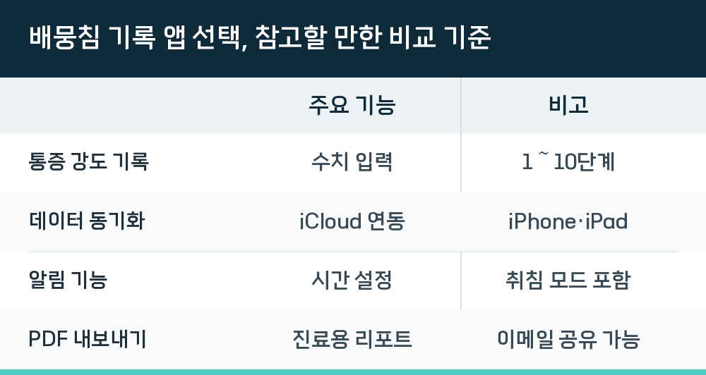 배뭉침 기록 앱 선택, 참고할 만한 비교 기준
