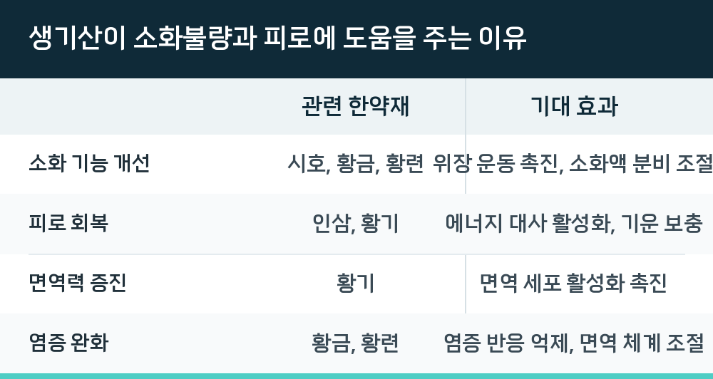 생기산이 소화불량과 피로에 도움을 주는 이유