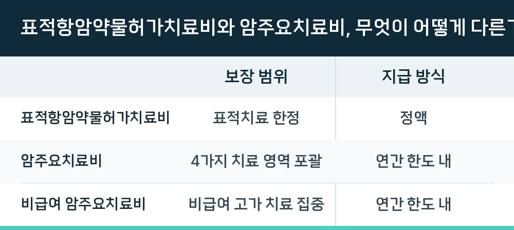 표적항암약물허가치료비와 암주요치료비, 무엇이 어떻게 다른가