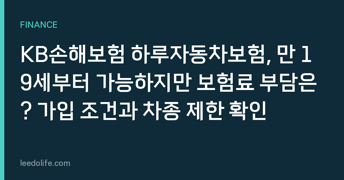 KB손해보험 하루자동차보험, 만 19세부터 가능하지만 보험료 부담은? 가입 조건과 차종 제한 확인
