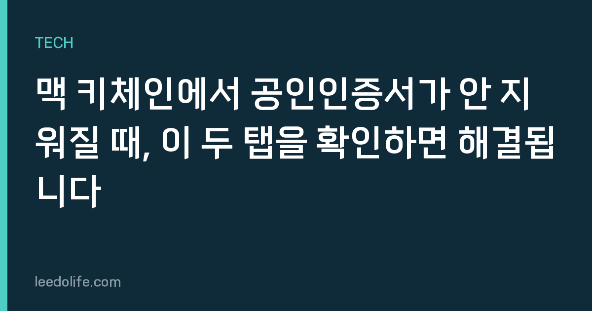 맥 키체인에서 공인인증서가 안 지워질 때, 이 두 탭을 확인하면 해결됩니다